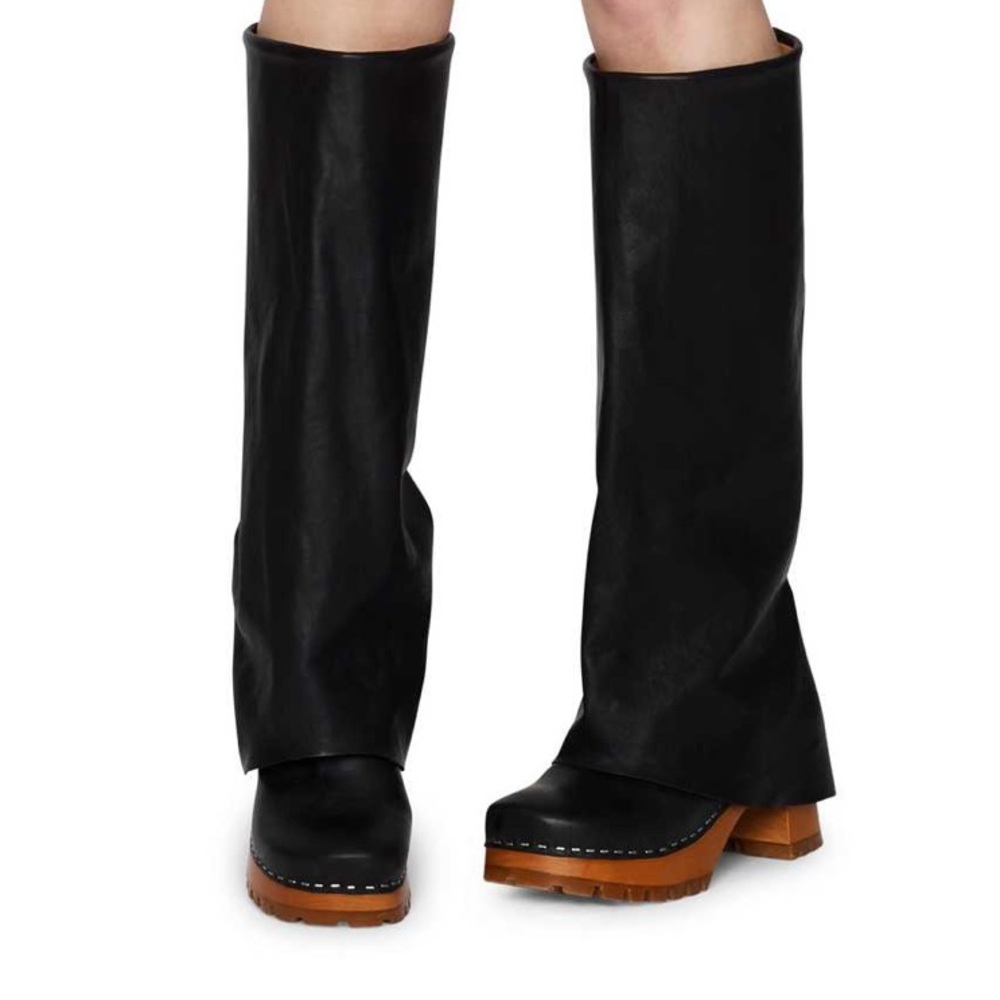 Swedish Hasbeens NWT Bootcut Knee Boot Black Super Fun Style Unique 🌈♥️ - Picture 2 of 13